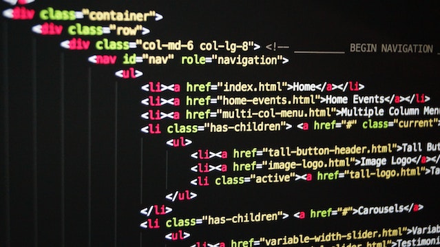 Screenshot van html code van een website